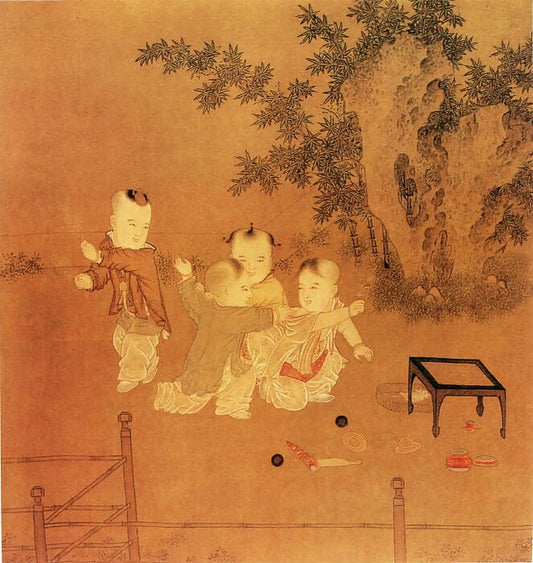 Chinese Artists of the Middle Ages (佚名 - 小庭婴戏图) – Unknown 50X40 Canvas