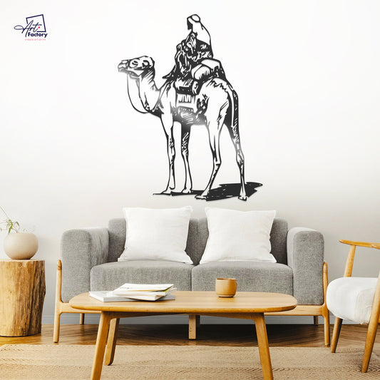 Camel with man metal art