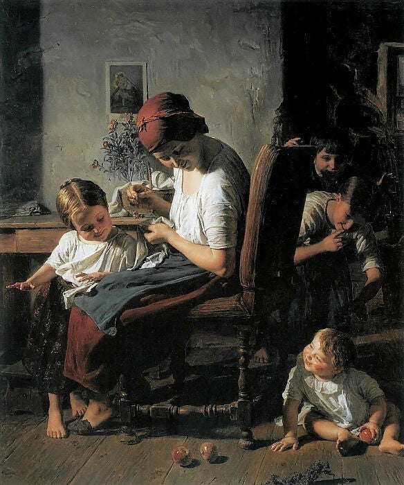 Ferdinand Georg Waldmüller Mother with Children 140x187 Canvas