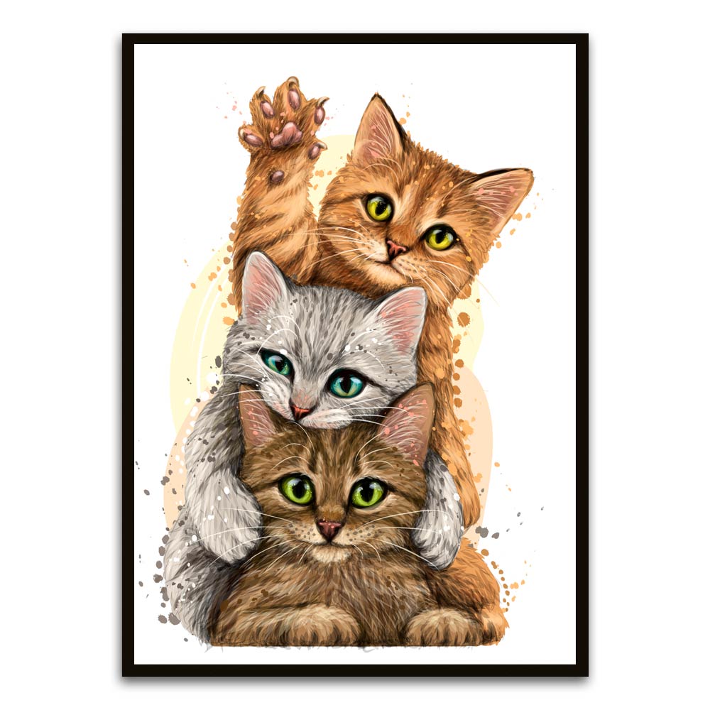 Cat Black Printed frame acrylic canvas Frames