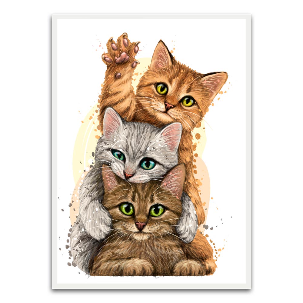 Cat White Printed frame acrylic canvas Frames