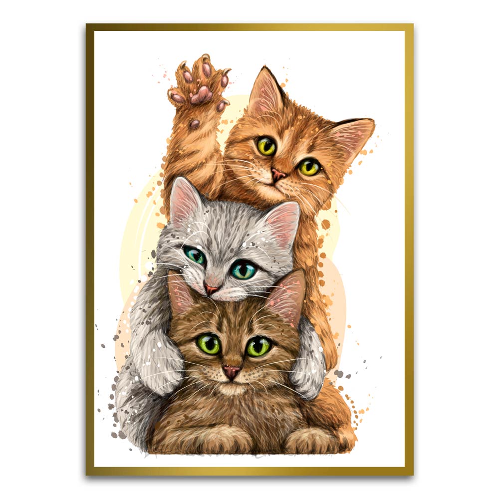 Cat Gold Printed frame acrylic canvas Frames