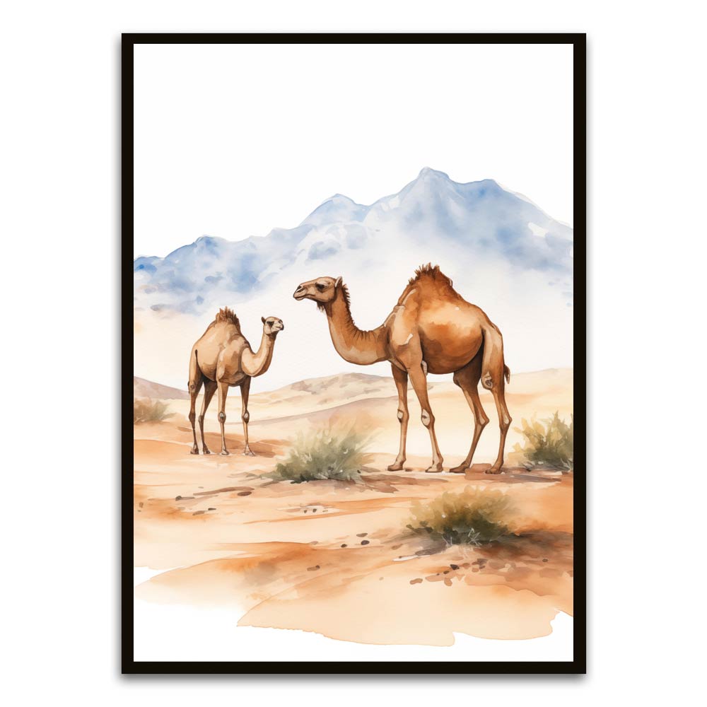 Desert Camel Black Printed frame acrylic canvas Frames