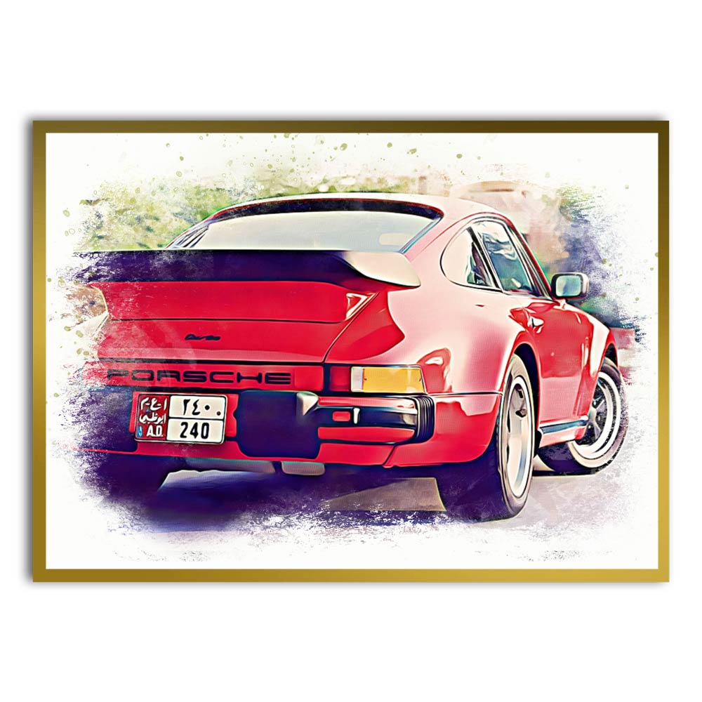 Classic Porsche 911 Abu Dhabi Printed Frames Gold acrylic canvas