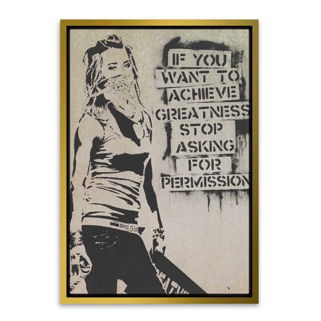 BANKSY ART 15 Gold Canvas frame acrylic canvas Frames