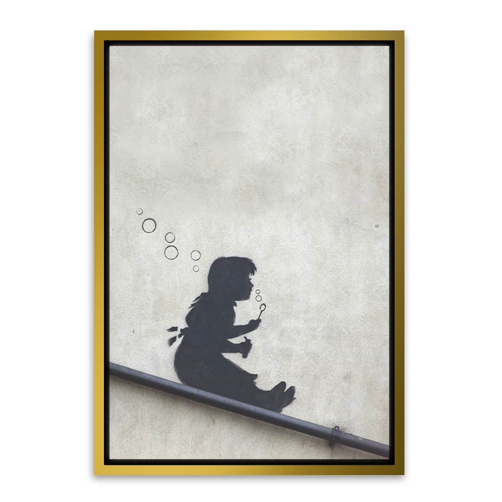 BANKSY ART 14 Gold Canvas frame acrylic canvas Frames