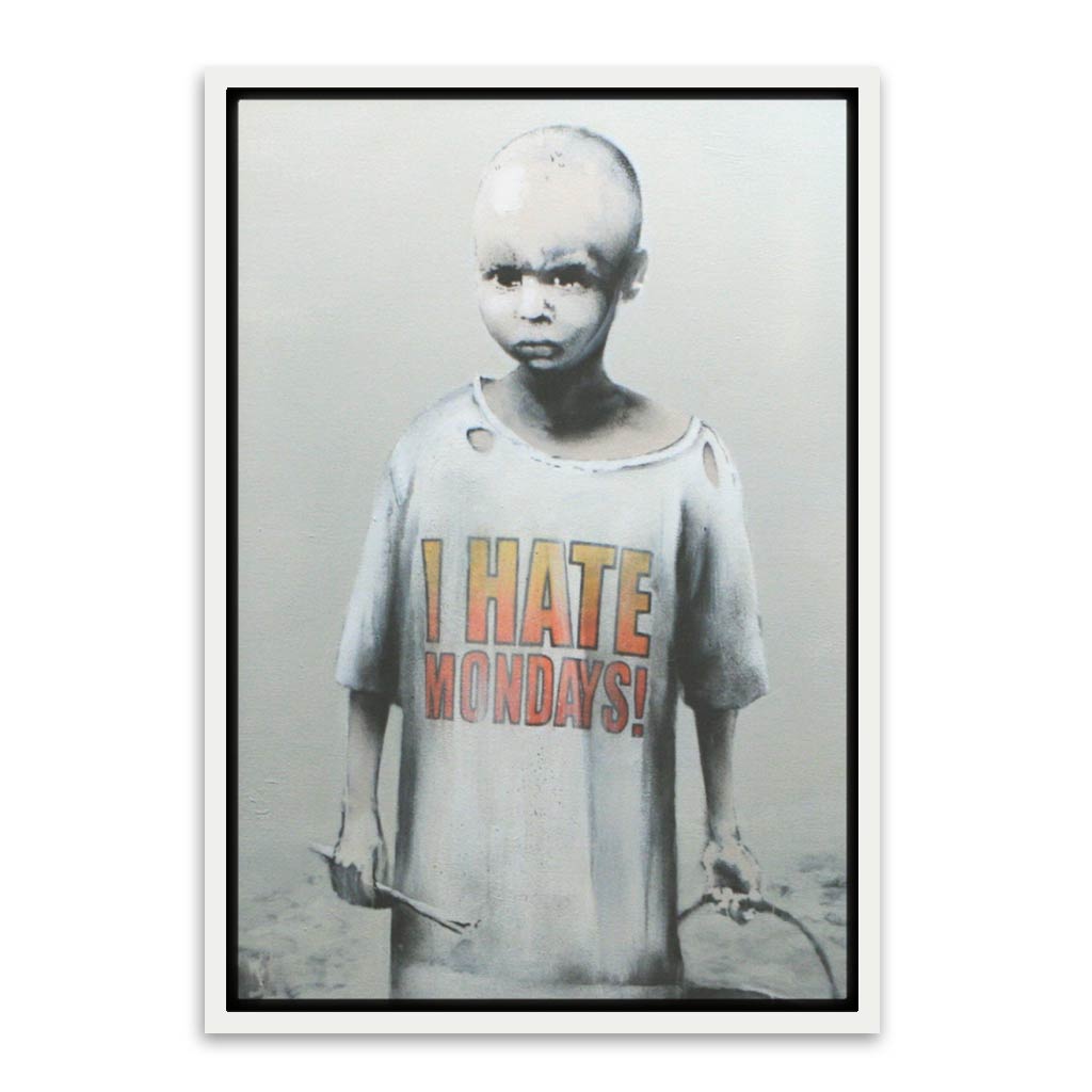 BANKSY ART 7 White Canvas frame acrylic canvas Frames