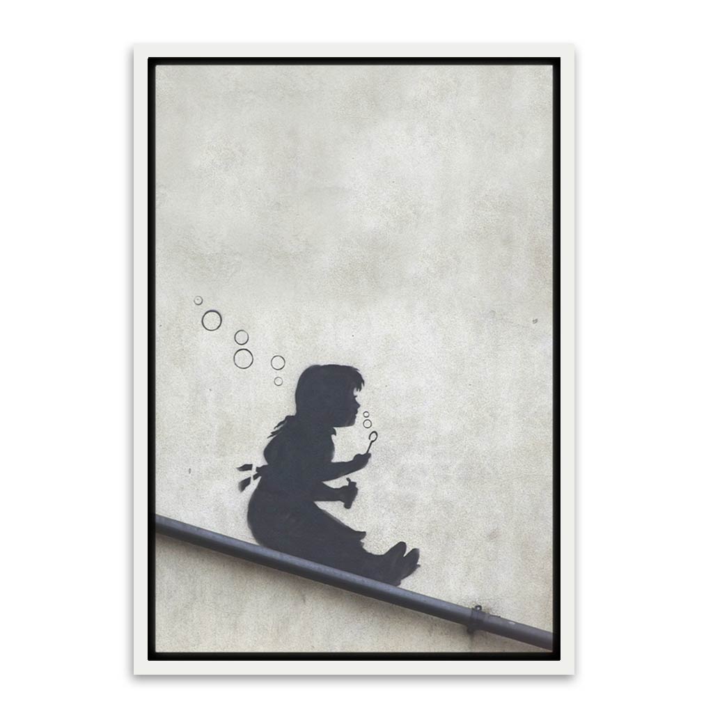 BANKSY ART 14 White Canvas frame acrylic canvas Frames