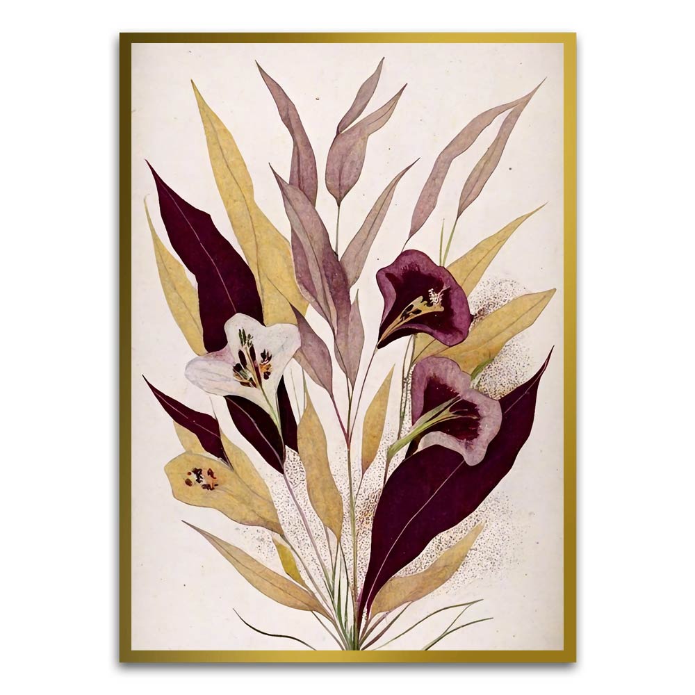 Botanical Art 10 Gold Printed frame acrylic canvas Frames