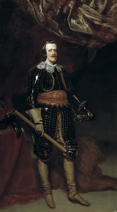 Part 3 Prado Museum – Velázquez, Diego Rodríguez de Silva and (workshop) -- Portrait of Philip IV in Armour with a Lion at His Feet 50X40 Canvas