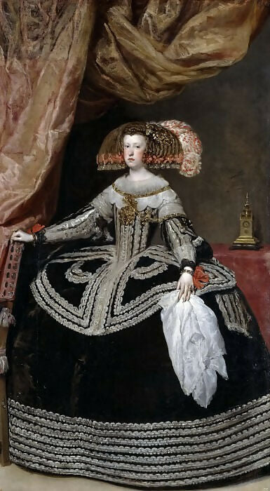 Diego Rodriguez de Silva y Velazquez - Mariana of Austria, Queen of Spain 90x120 Canvas