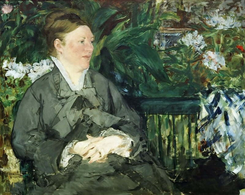 Edouard Manet - Madame Manet in the Greenhouse 50X40 Canvas