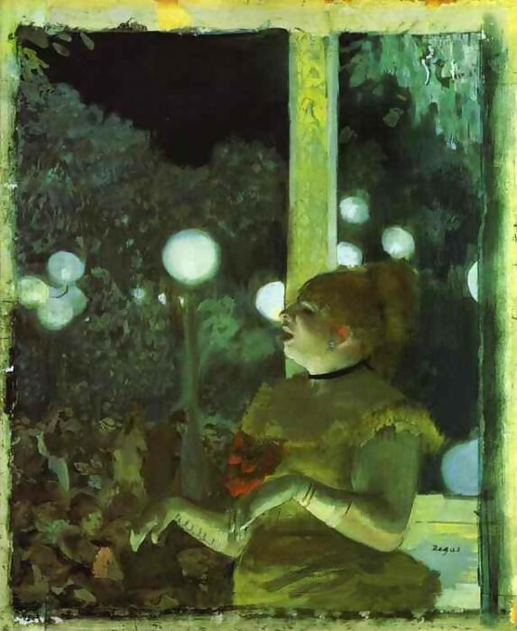 Edgar Degas - In the Café Chantant, Dog's Song 90x120 Canvas