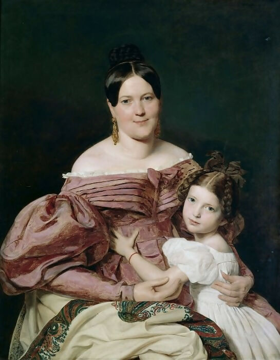 Ferdinand Georg Waldmüller Mother with Daughter 50X40 Canvas
