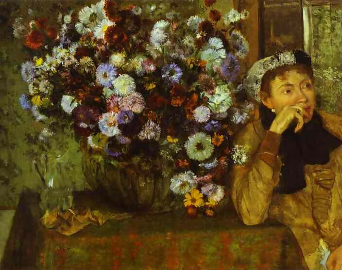 Edgar Degas - Madame Valpinson with Chrysanthemums 50X40 Canvas