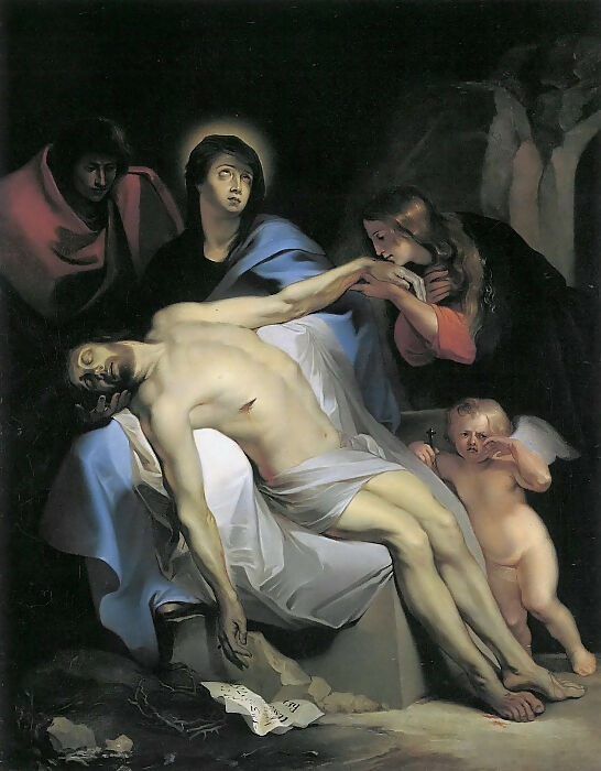 Ferdinand Georg Waldmüller Lamentation of Christ copy of van Dyck 45x60 Canvas