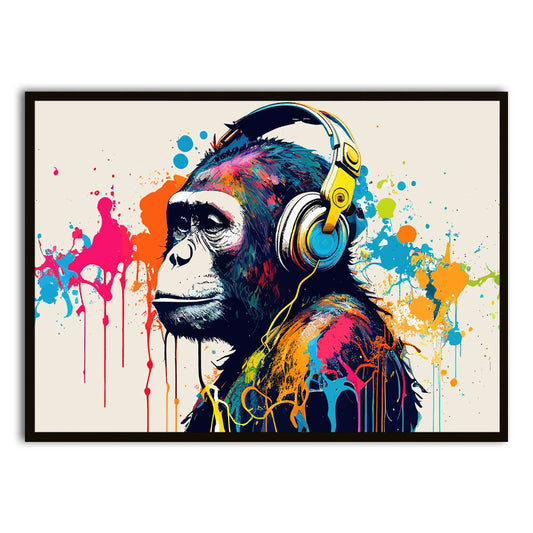 Monkey Black Printed frame acrylic canvas Frames