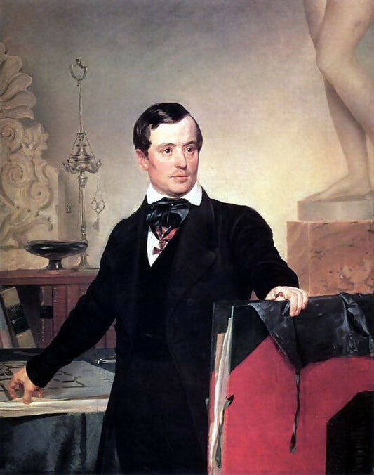 KarlPavlovichBryullov–PortraitofthearchitectandartistA.P.Bryullov.Notlaterthan1841 50X47 Canvas