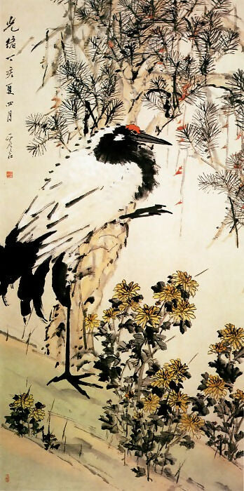 Chinese Painters of the Middle Ages (虚谷 - 松鹤延年图) – Xu Gu 70x100 Canvas