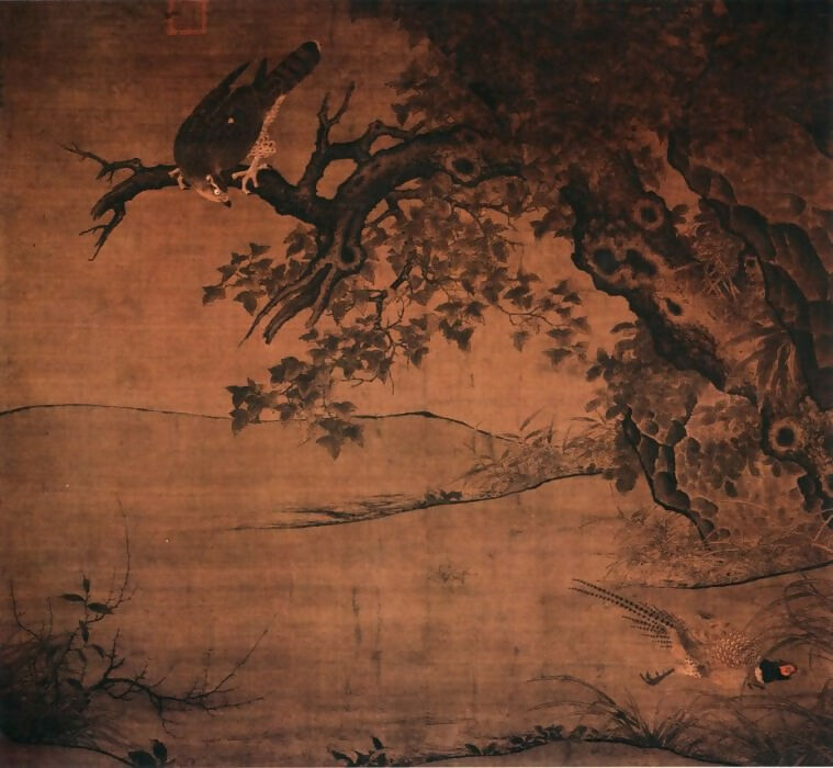 Chinese Artists of the Middle Ages (李迪 - 枫鹰雉鸡图) – Li Di 90x120 Canvas
