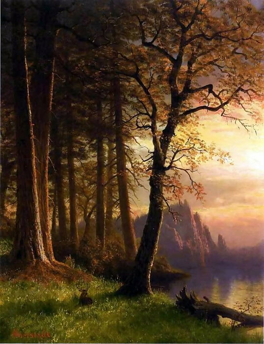 Albert Bierstadt - Sunset in Yosemite Valley, California 50X88 Canvas