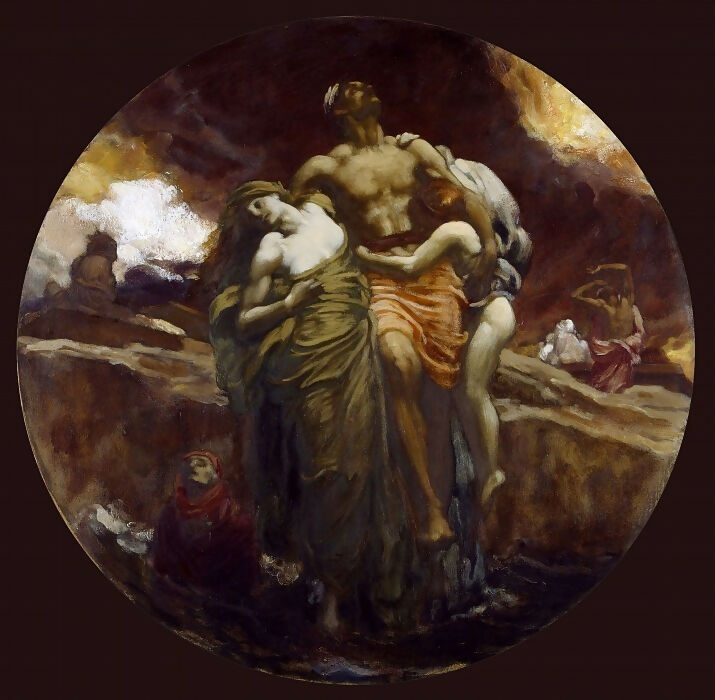 Frederic Leighton - And the Sea Gave Up the Dead That Were in It 50X40 Canvas