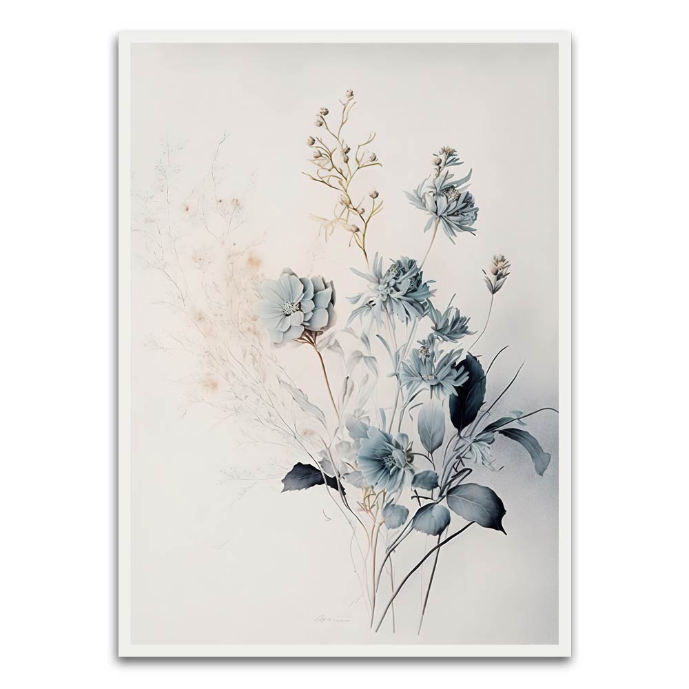 Botanical Art 15 White Printed frame acrylic canvas Frames