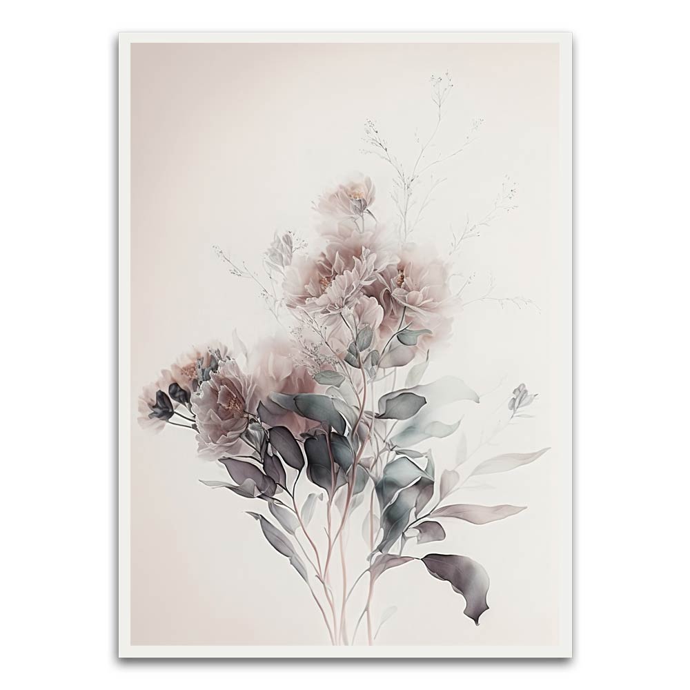 Botanical Art 16 White Printed frame acrylic canvas Frames