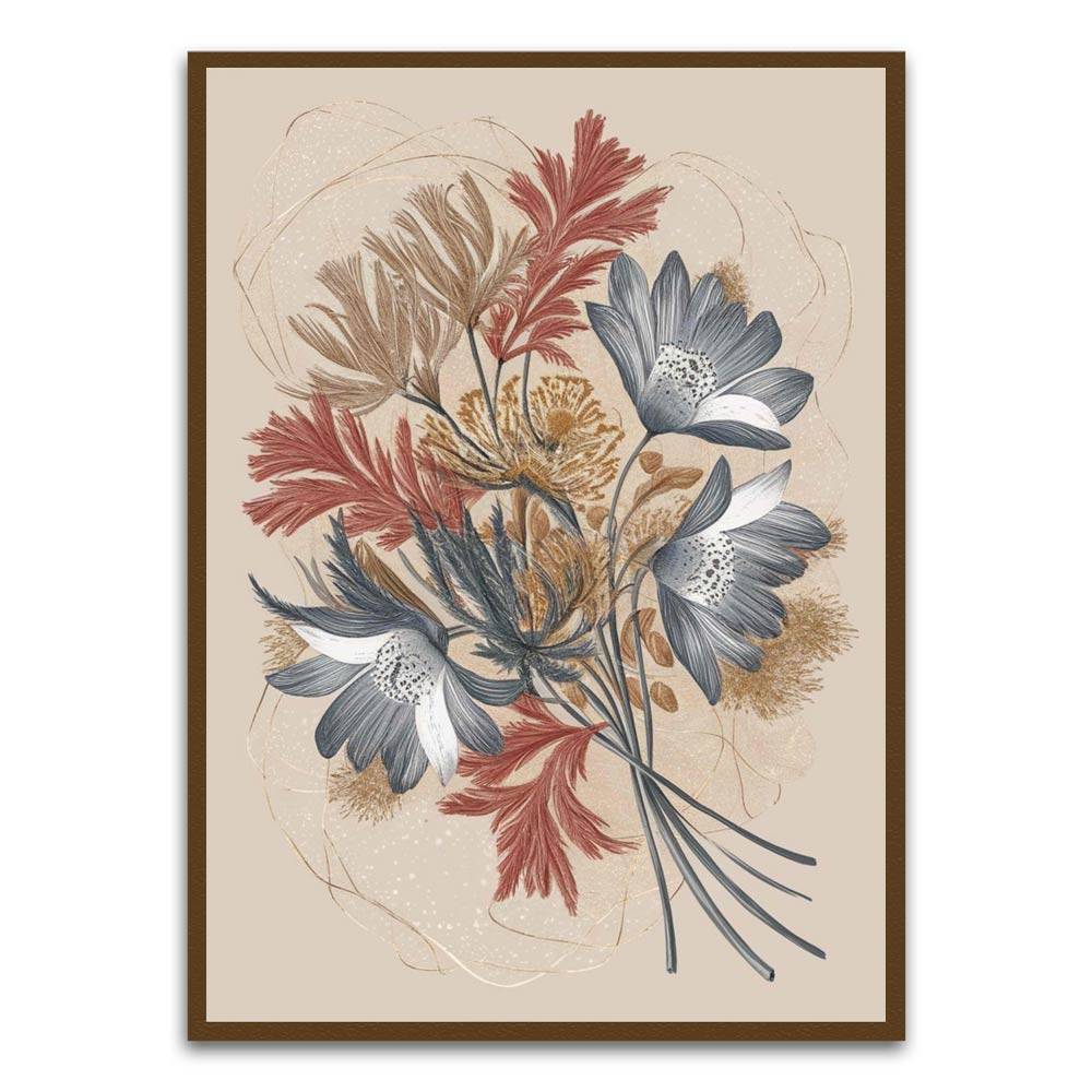 Botanical Art 17 Brown Printed frame acrylic canvas Frames