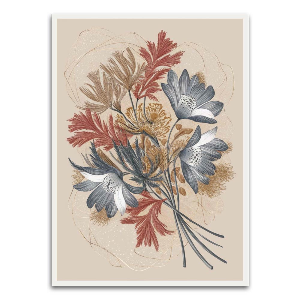 Botanical Art 17 White Printed frame acrylic canvas Frames