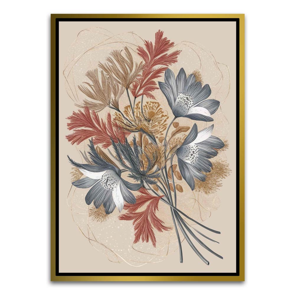 Botanical Art 17 Gold Canvas frame acrylic canvas Frames