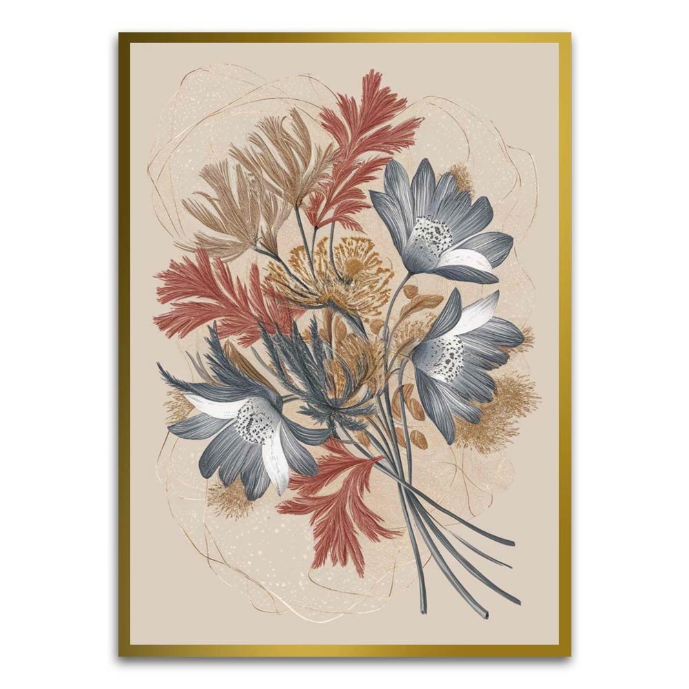 Botanical Art 17 Gold Printed frame acrylic canvas Frames