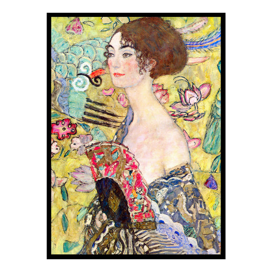 Lady with Fan Black Printed frame acrylic canvas Frames