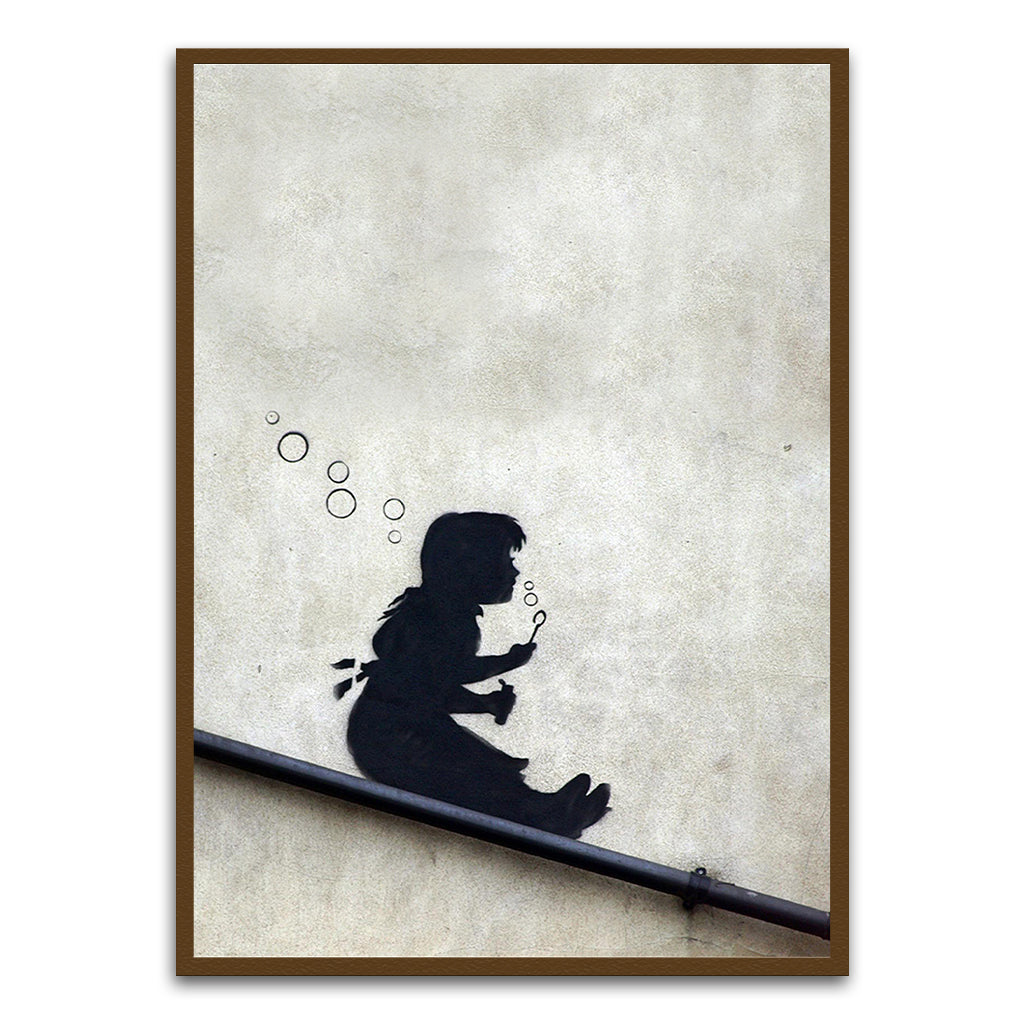 BANKSY ART 14 Brown Printed frame acrylic canvas Frames