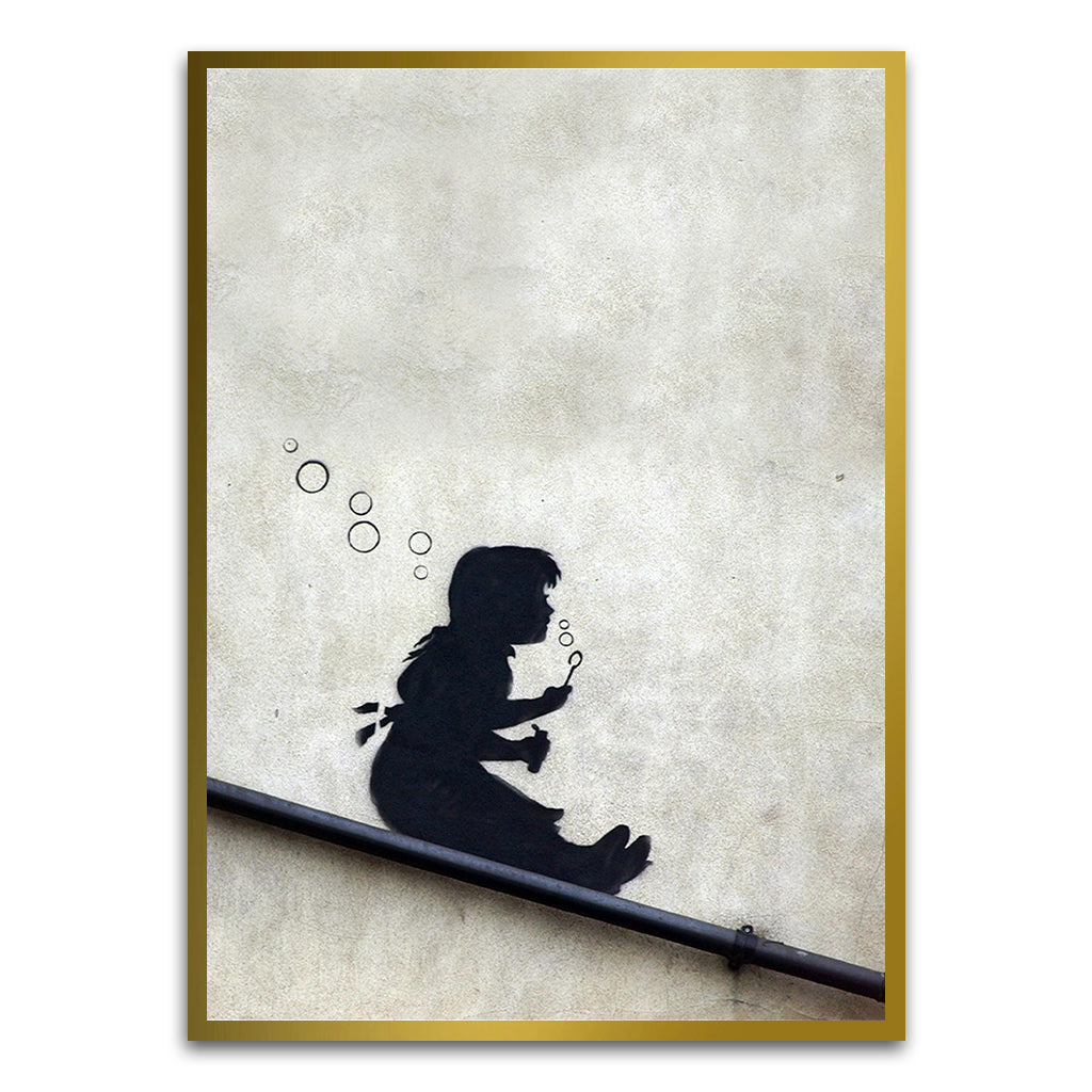 BANKSY ART 14 Gold Printed frame acrylic canvas Frames