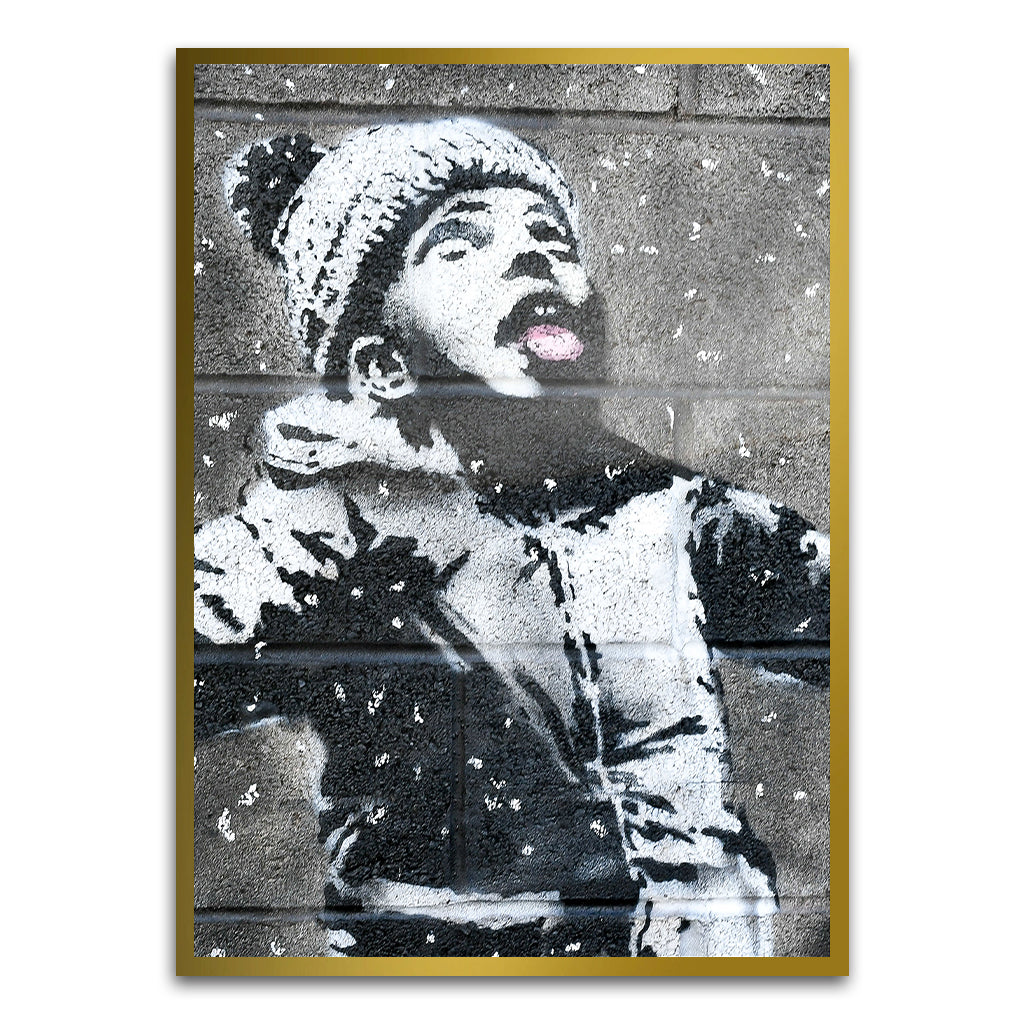 BANKSY ART 2 Gold Printed frame acrylic canvas Frames