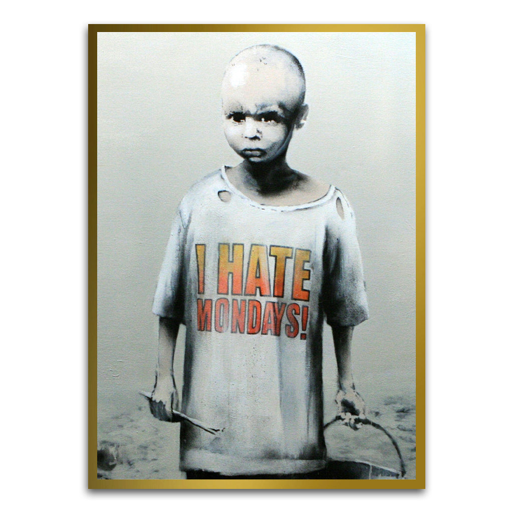 BANKSY ART 7 Gold Printed frame acrylic canvas Frames