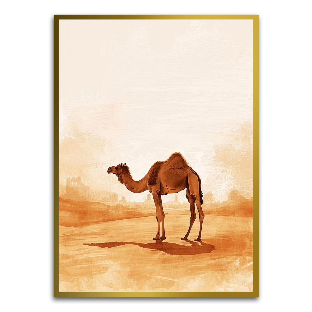 Desert camel Gold Printed frame acrylic canvas Frames