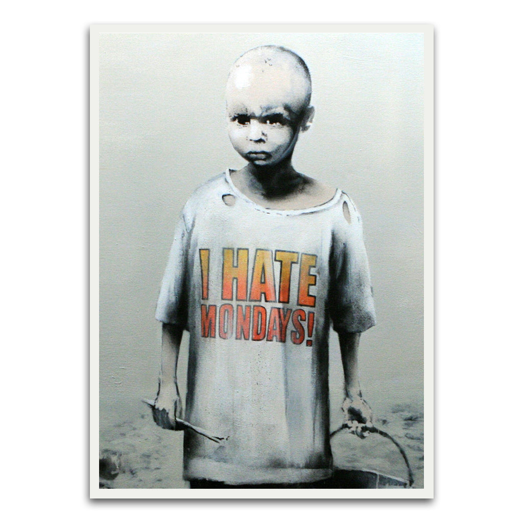 BANKSY ART 7 White Printed frame acrylic canvas Frames