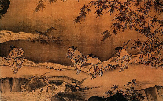 Chinese artists of the Middle Ages (居巢 - 人物花鸟图) – Juchao 50X45 Canvas