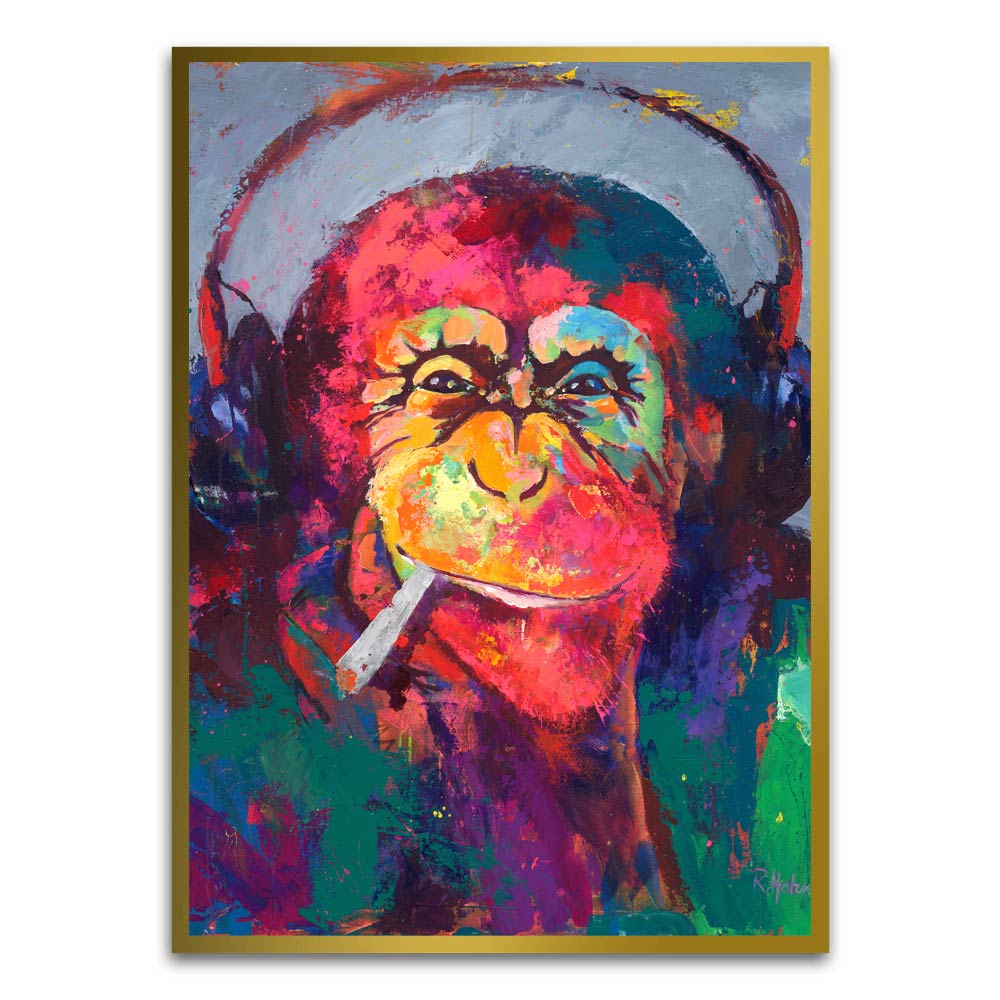 Smoking Monkey Gold Printed frame acrylic canvas Frames