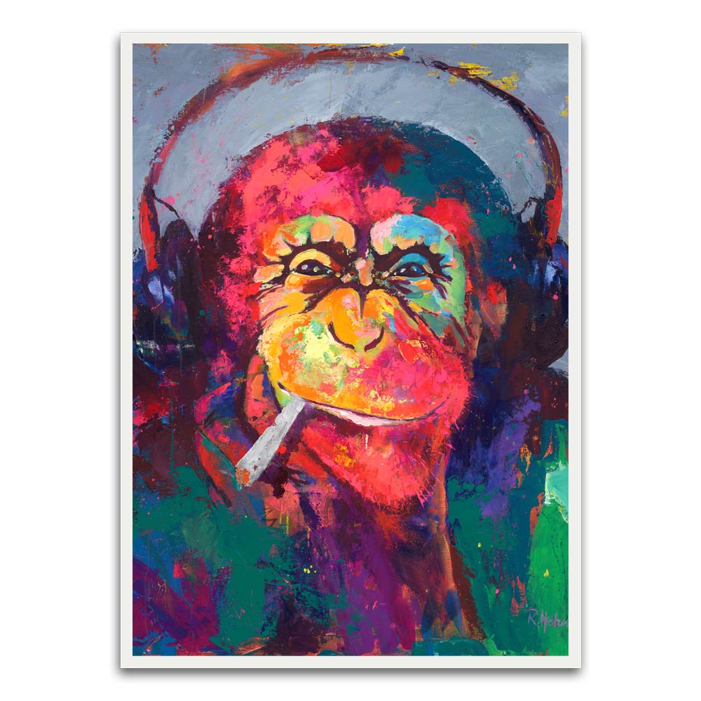 Smoking Monkey White Printed frame acrylic canvas Frames