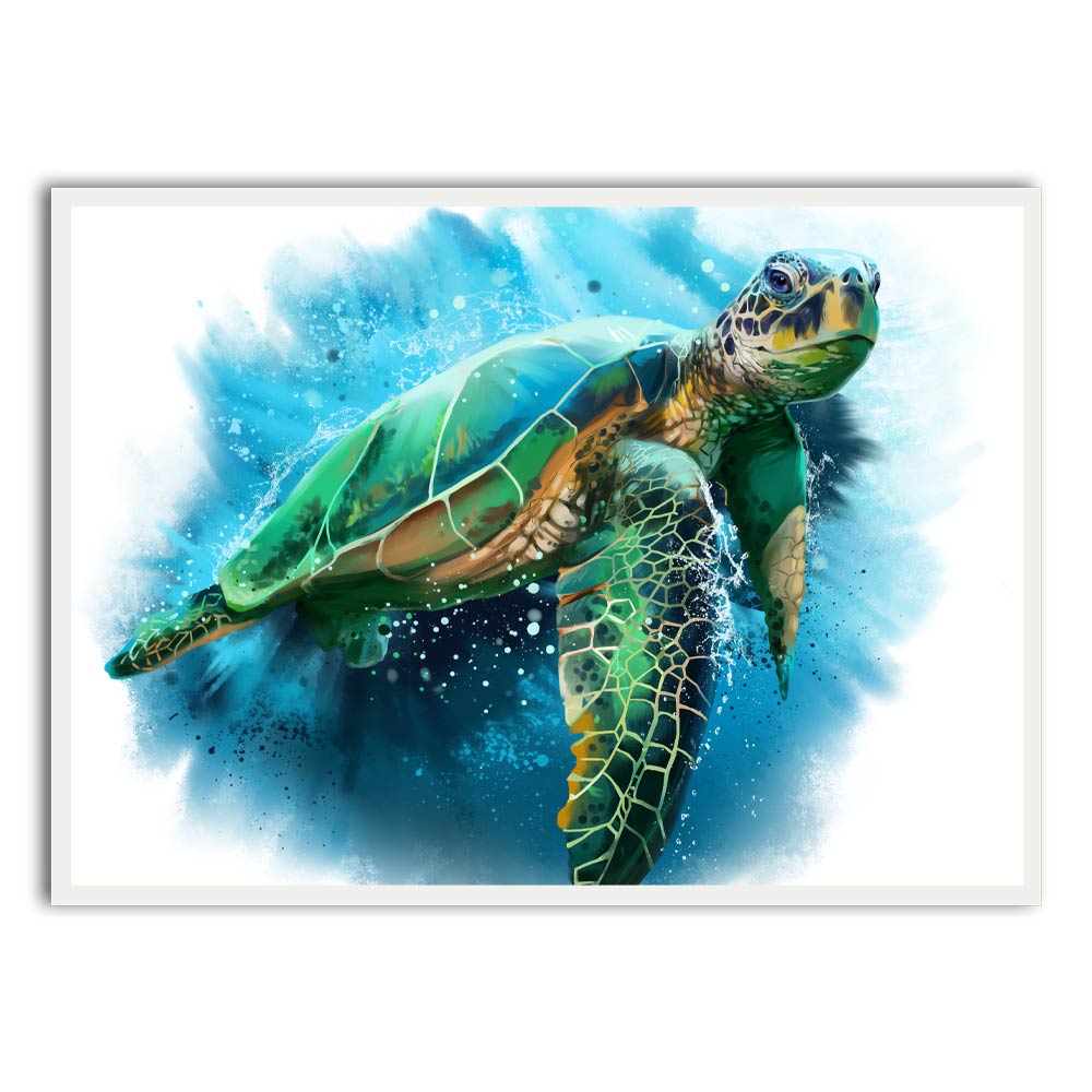 Colorful Tortoise White Printed frame acrylic canvas Frames