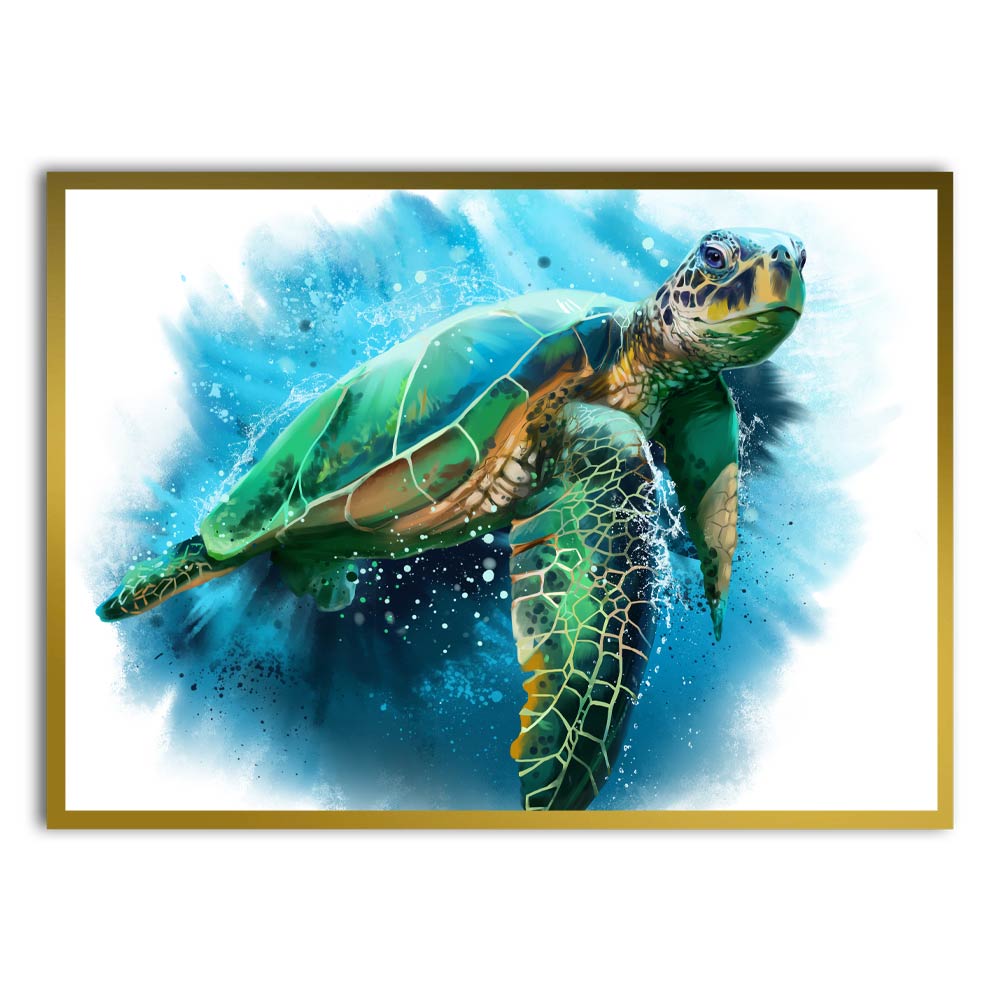 Colorful Tortoise Gold Printed frame acrylic canvas Frames