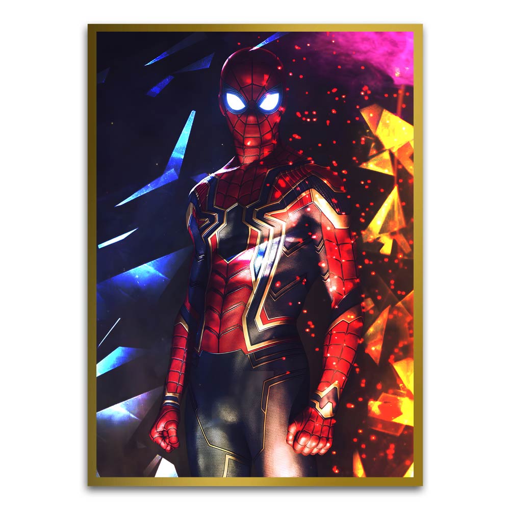 Spider man 10 Gold Printed frame acrylic canvas Frames