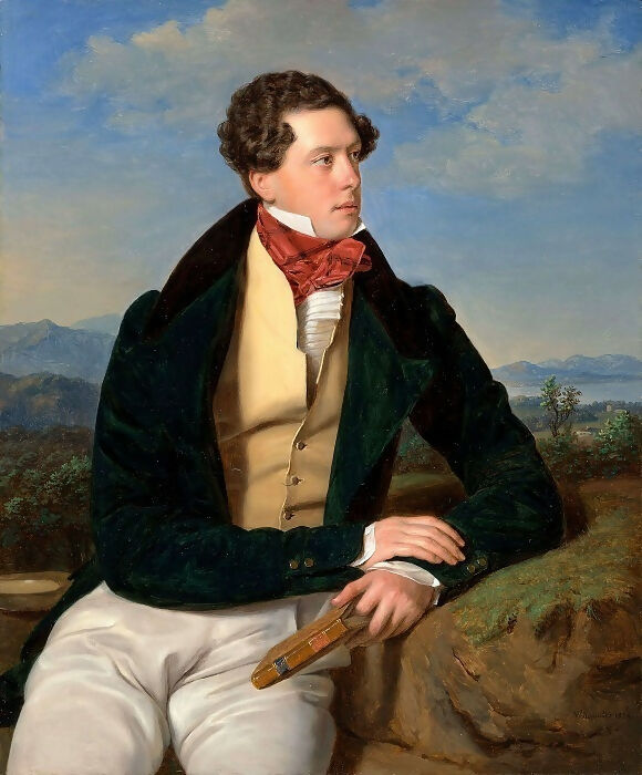 Ferdinand Georg Waldmüller Actor Maximilian Korn in a Landscape 45x60 Canvas
