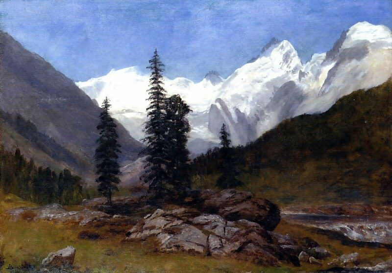 Albert Bierstadt - Rocky Mountainss 50X72 Canvas