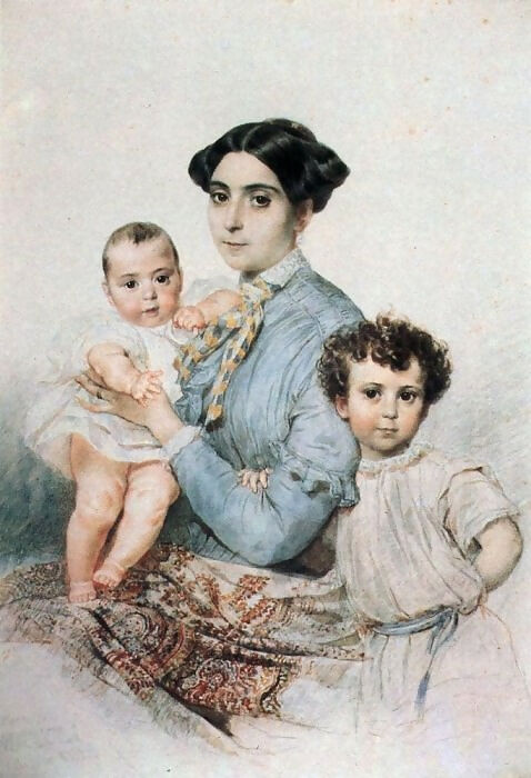 KarlPavlovichBryullov–PortraitofTeresa-MicheleTittoniwithhersons.1850-185222 50X40 Canvas