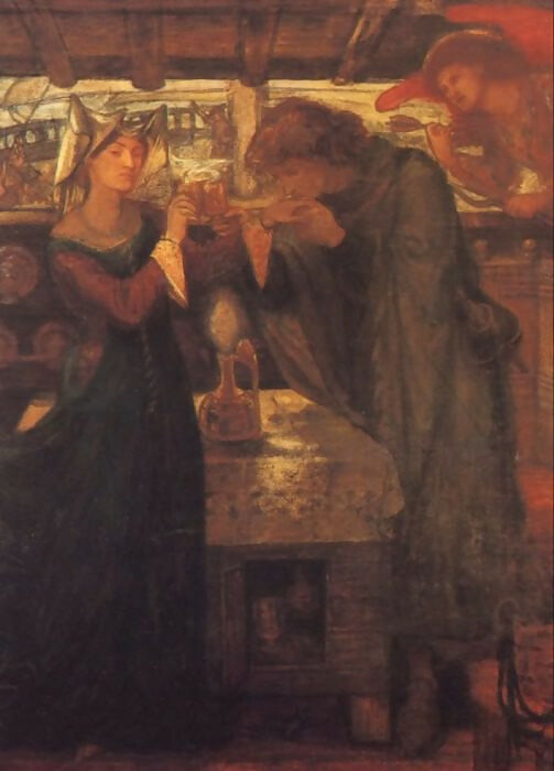 Dante Gabriel Rossetti Tristram and Isolde Drink the Love Potion